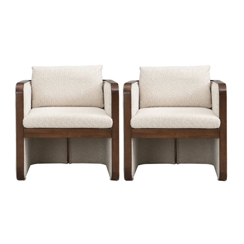Fauteuils de salle à manger rembourrés Calder, Boucle amande / noyer