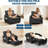 4 in 1 Convertible Sofa Chair Bed Sleeper Chair Pull Out Bed, Single Sofa Recliner w/ Vibration Massage, Lumbar Pillow, USB/Type-C Port, Cup Holders-639116494