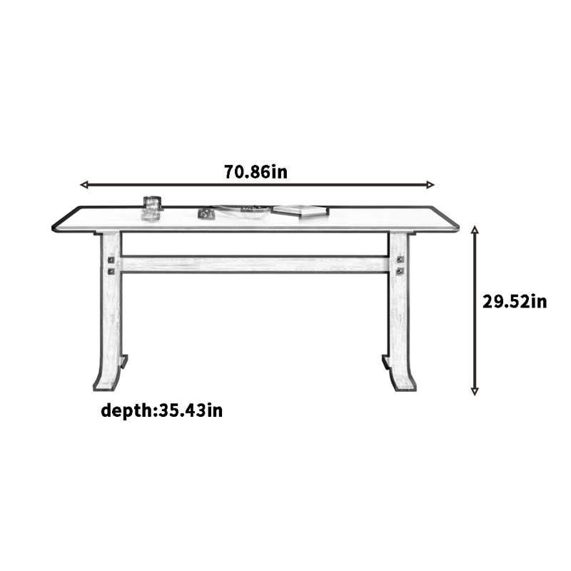 Table de salle à manger style rétro français, H 29,52 po x L 70,86 po x l 35,43 po