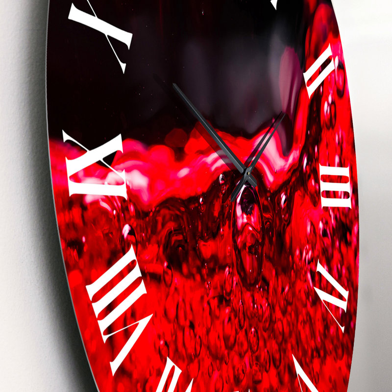 Vin rouge sur fond noir - Horloge ronde en métal, Petit