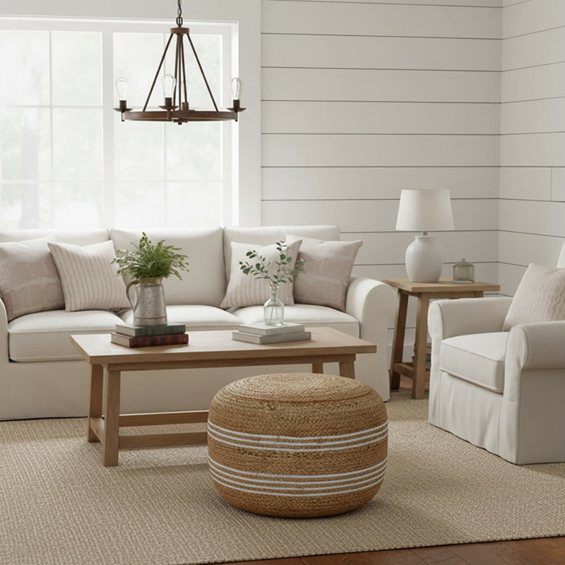 Jute Cotton Braided Pouf