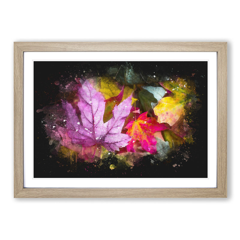 Colourful Autumn Leaves - Framed Print, 24cm H x 33cm W x 2cm D, Oak Framed
