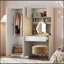 Armoire de rangement en bois à 2 portes avec miroir de maquillage et tiroirs, blanc
