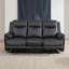 Canapé inclinable manuel en cuir PU noir 3 places, canapé inclinable triple avec repose-pieds réglable indépendant pour le salon