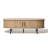 47.2'' W Mid-Century Modern Oval Coffee Table with Tambour Sliding Doors