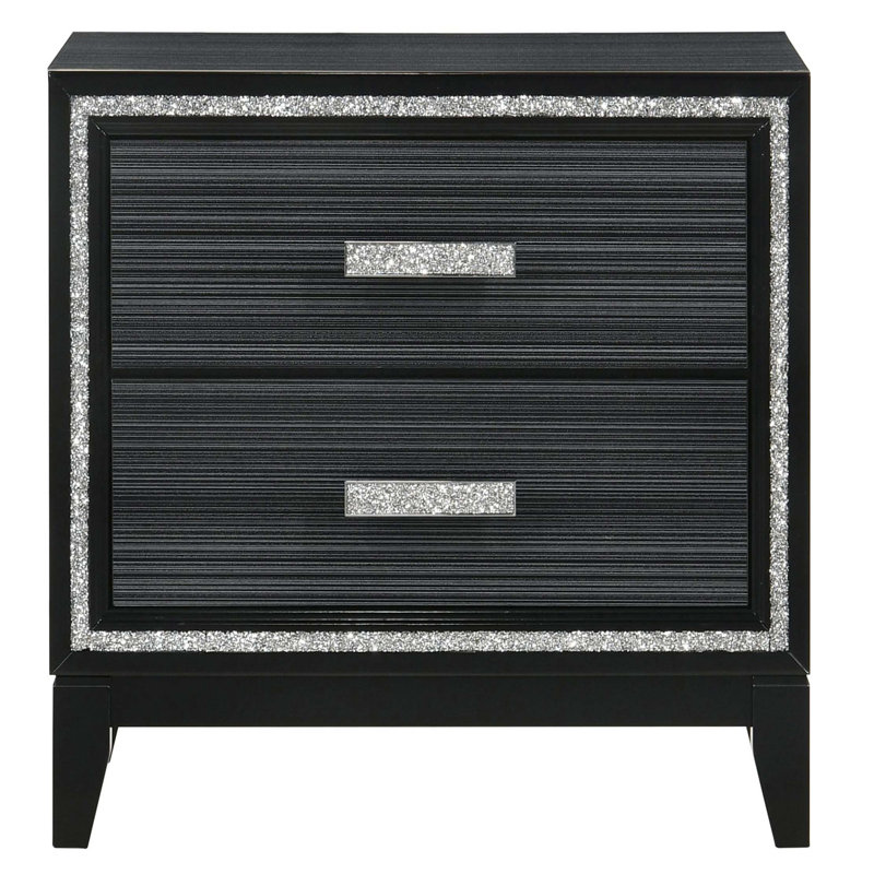 Table de chevet 2 tiroirs, Noir