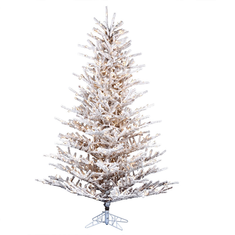 Flocked Stick Pine Artificial Christmas Tree, 6'
