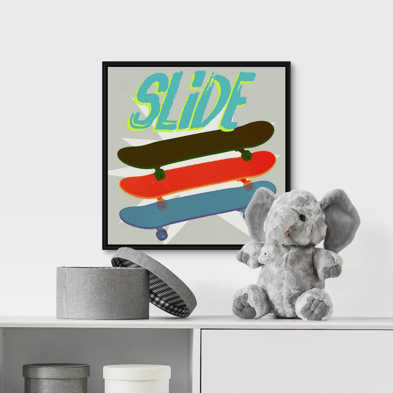 Art sur toile sk8r ii Sieber, Cadre flottant noir, H 16 po x l 16 po x P 1,75 po