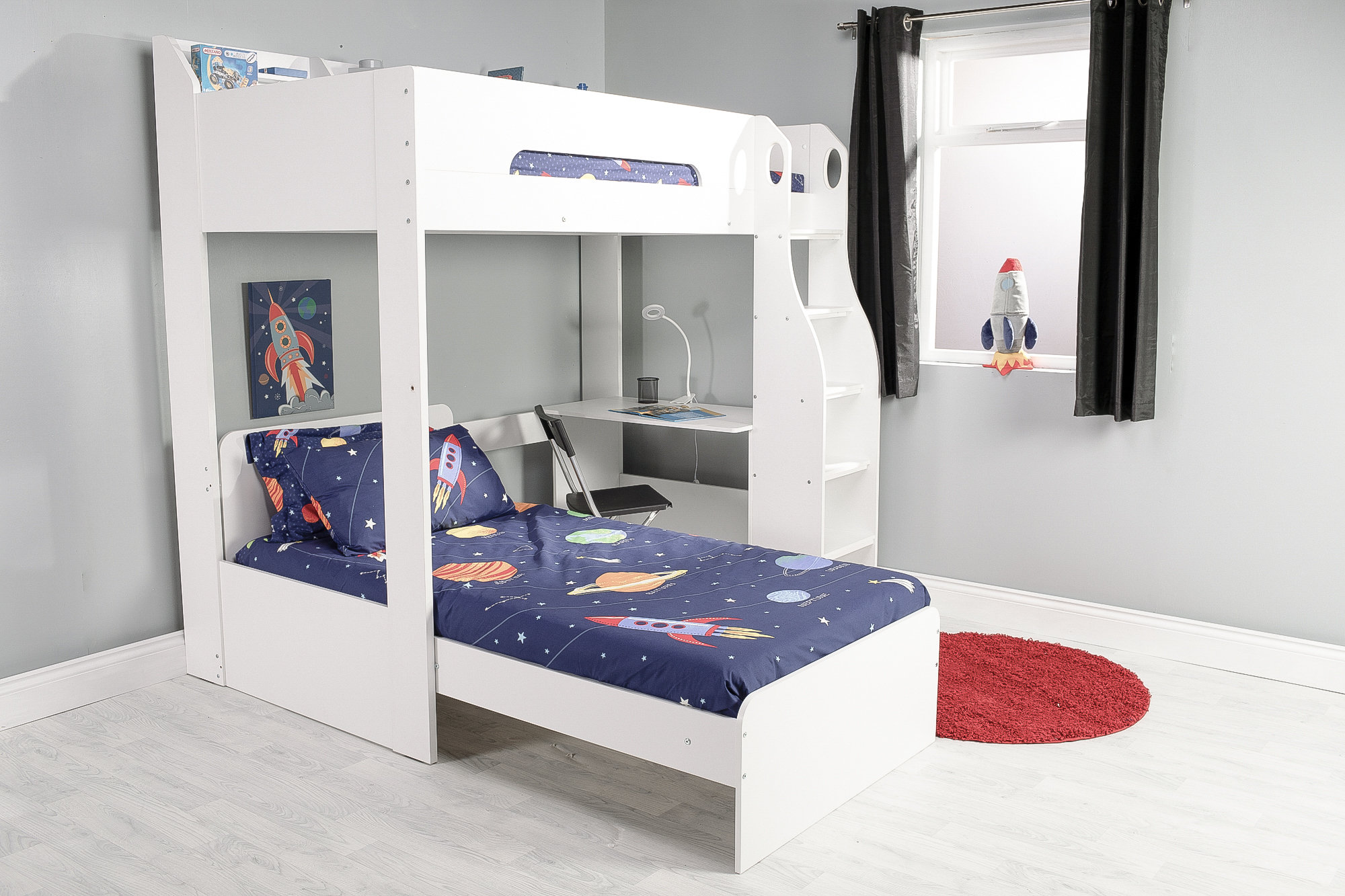 Harriet Bee Koeller Single 3 Bunk Bed with Built in Desk by Harriet Bee Wayfair