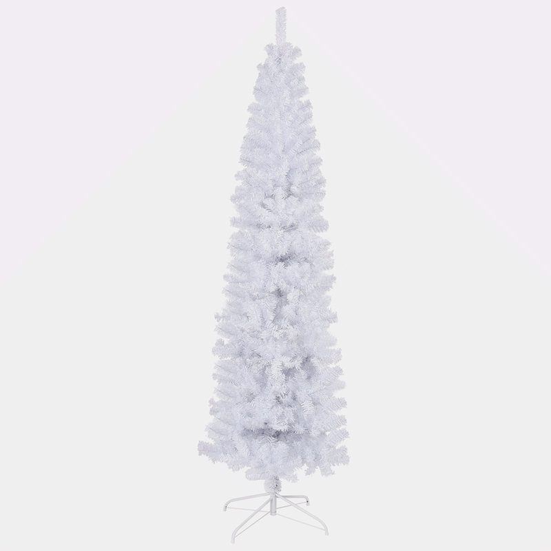 7.5FT Slim Artificial Christmas Tree Includes Foldable Metal Stand, Silver