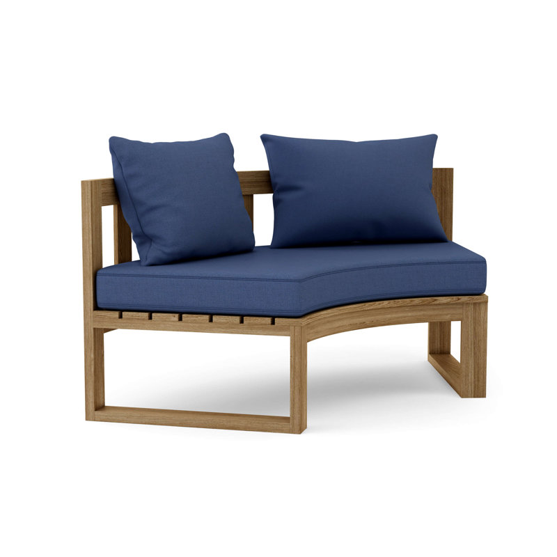 Ensemble de conversation modulaire circulaire en teck avec coussins Sunbrella 5 pièces, Toile bleu marine Sunbrella®