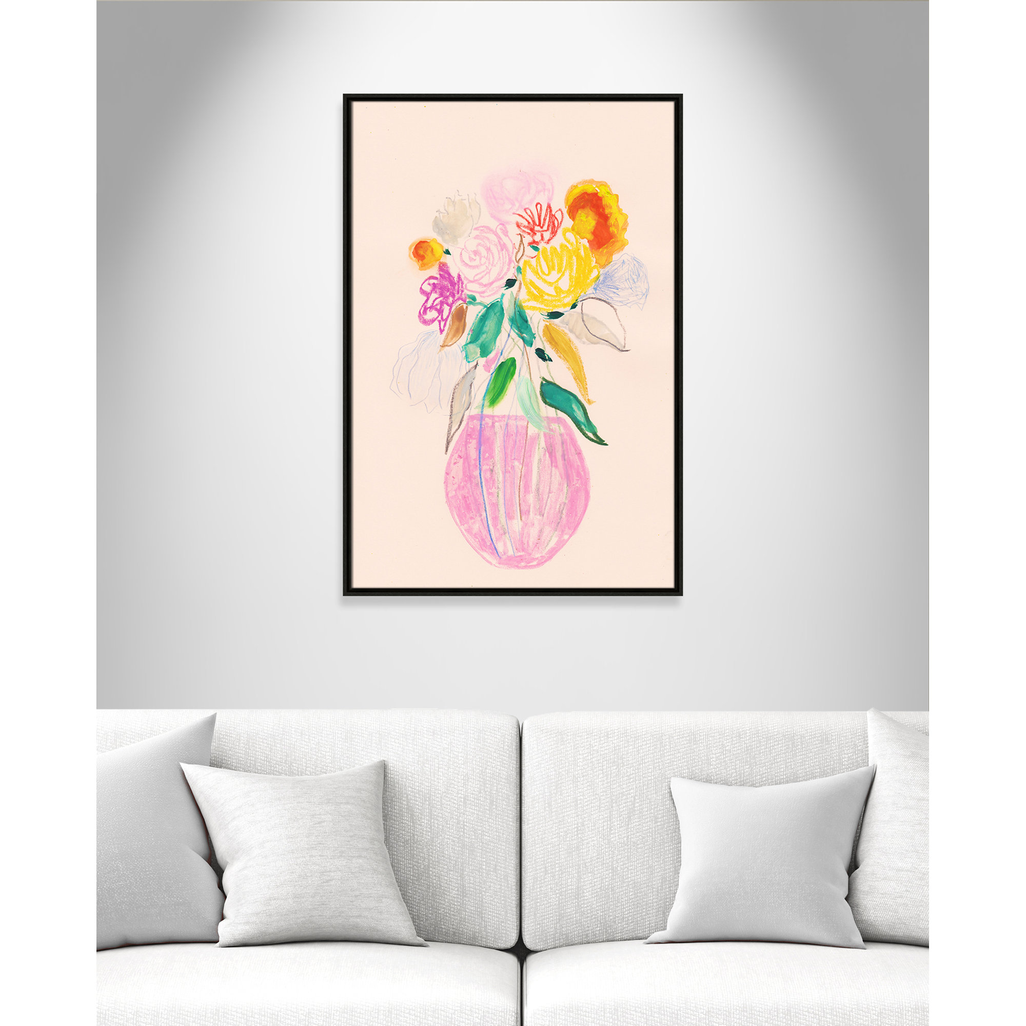 Simple Floral I Print by Bea Dina, Espresso Floater Framed Canvas, No Mat, 37.5" H x 25.5" W x 2" D