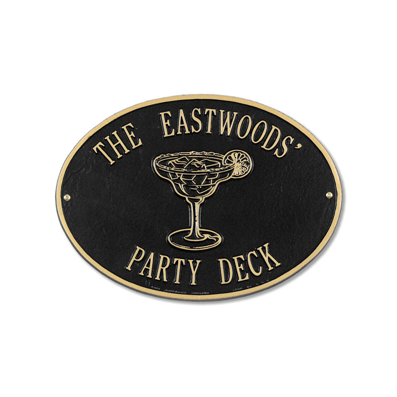 Hawthorne Margarita Garden Plaque, Yes, Black/Gold