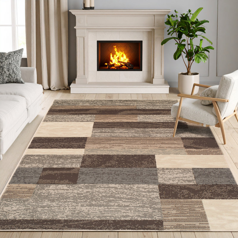 Tapis de couloir ou tapis d'intérieur à motif de patchwork géométrique contemporain Valenti, Rectangle 8 pi x 10 pi