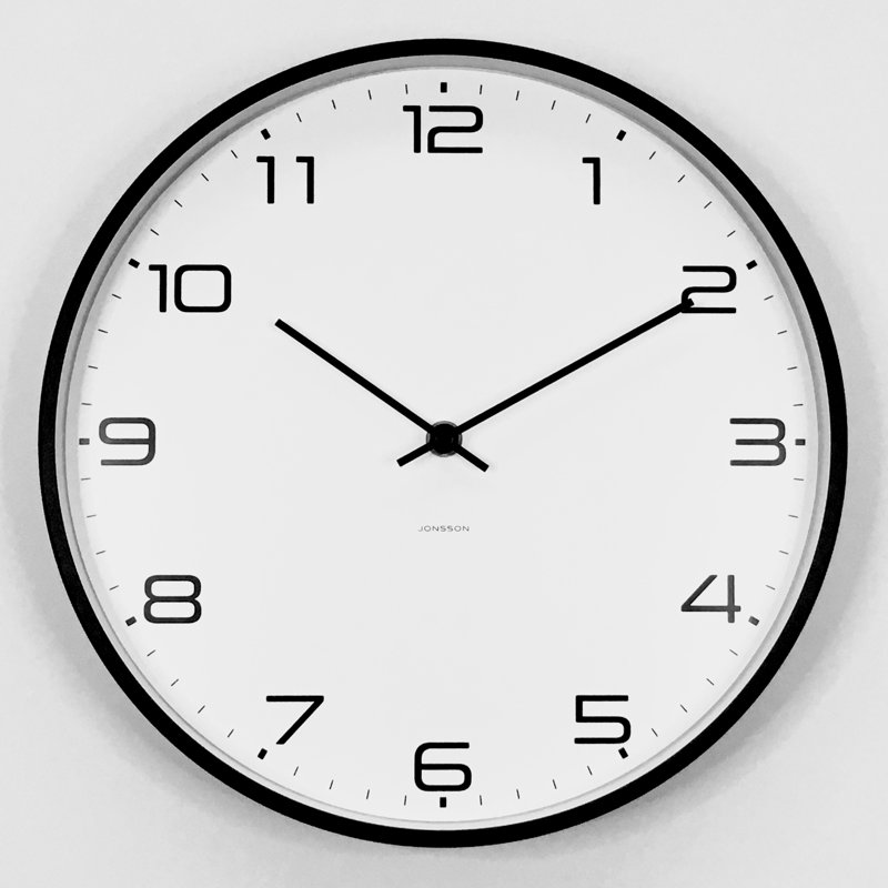 Horloge murale 11,5 po Moderna, Noir / Blanc