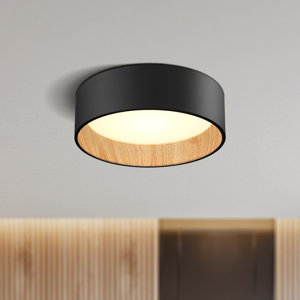 Luna FDDFB-13 Dark Forest Black And Wood LED Flush Mount Ceiling Light