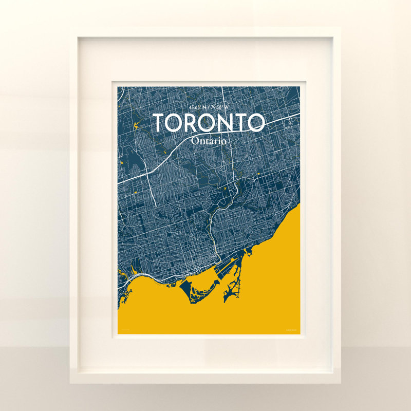 Toronto City Map In Amuse - No Frame Print, 20cm H x 16cm W x 0.05cm D