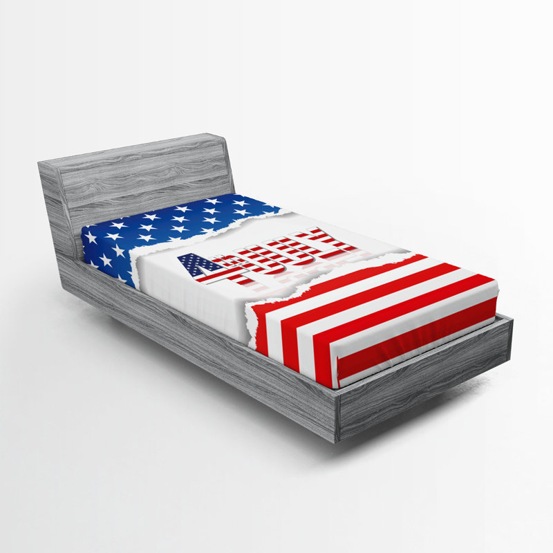 Multicolore drap-housse Ambesonne 4 juillet Motif patriotique, Drap-housse de taille simple