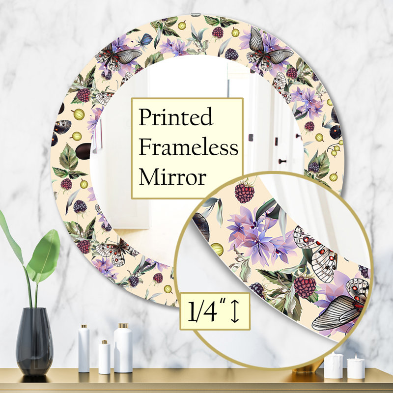 Mirror, 31.5" H x 31.5" W, Floral 2