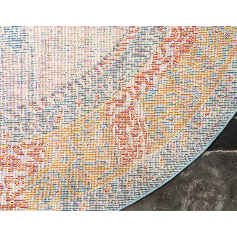 Jahanna Washable Oriental Indoor Rug, Round 8'