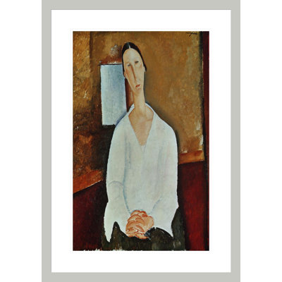 «Madame Zborowska» par Amedeo Modigliani - reproduction d'art encadrée
