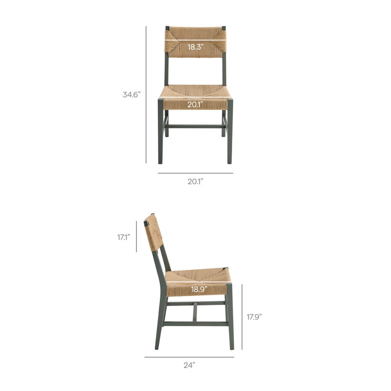 Bodie Wood Dining Chair Set of 2, Gris clair, naturel
