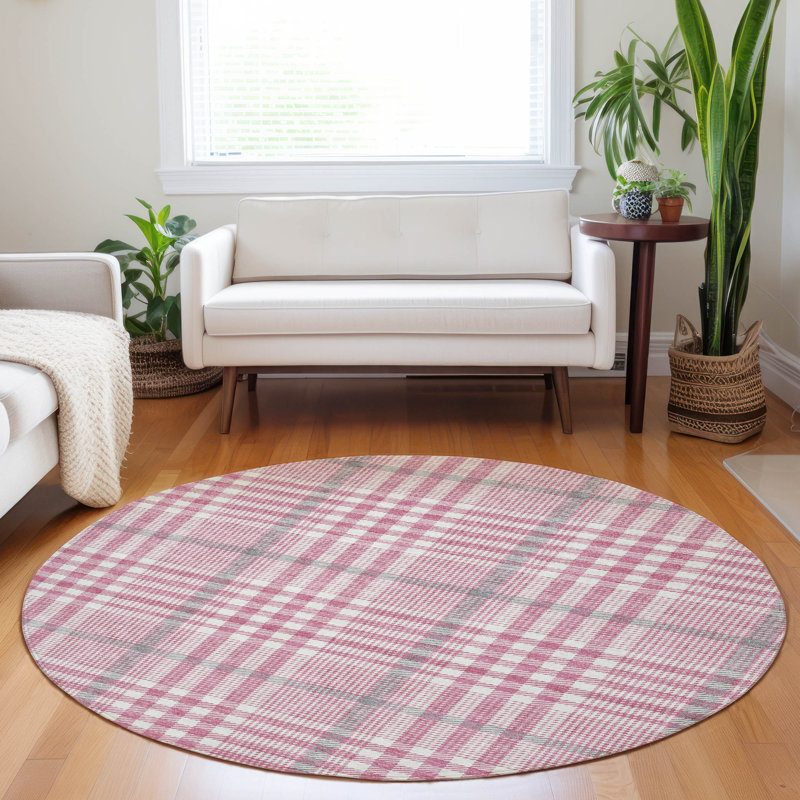 Tapis intérieur / extérieur rose Samira , 8 pi x 8 pi