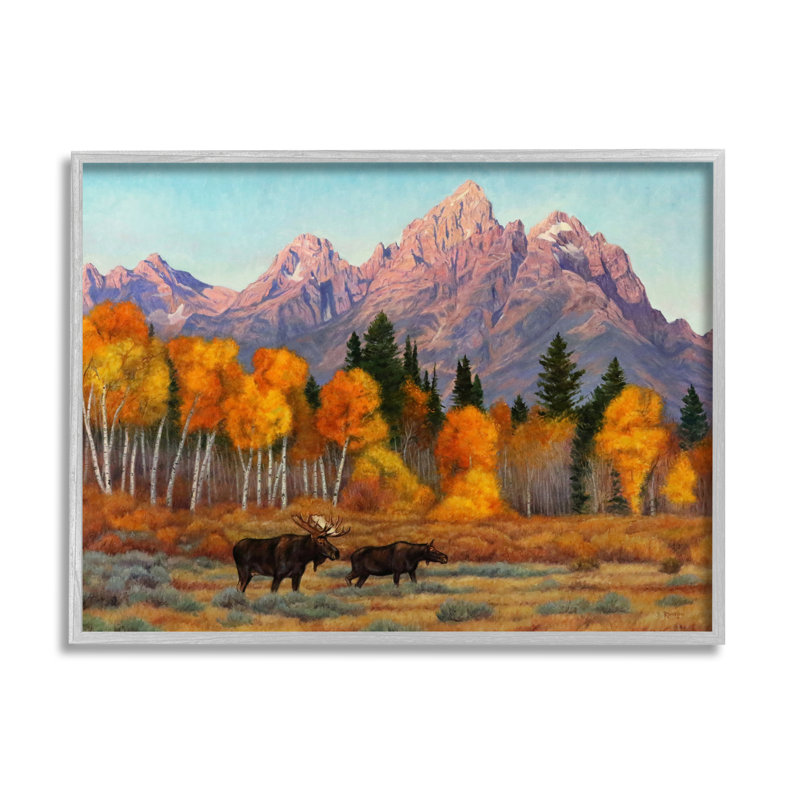 Bb-192-faune encadrée avec paysage d'automne encadré sur bois par Cliff Rossberg, Estampe numérique Farmhouse