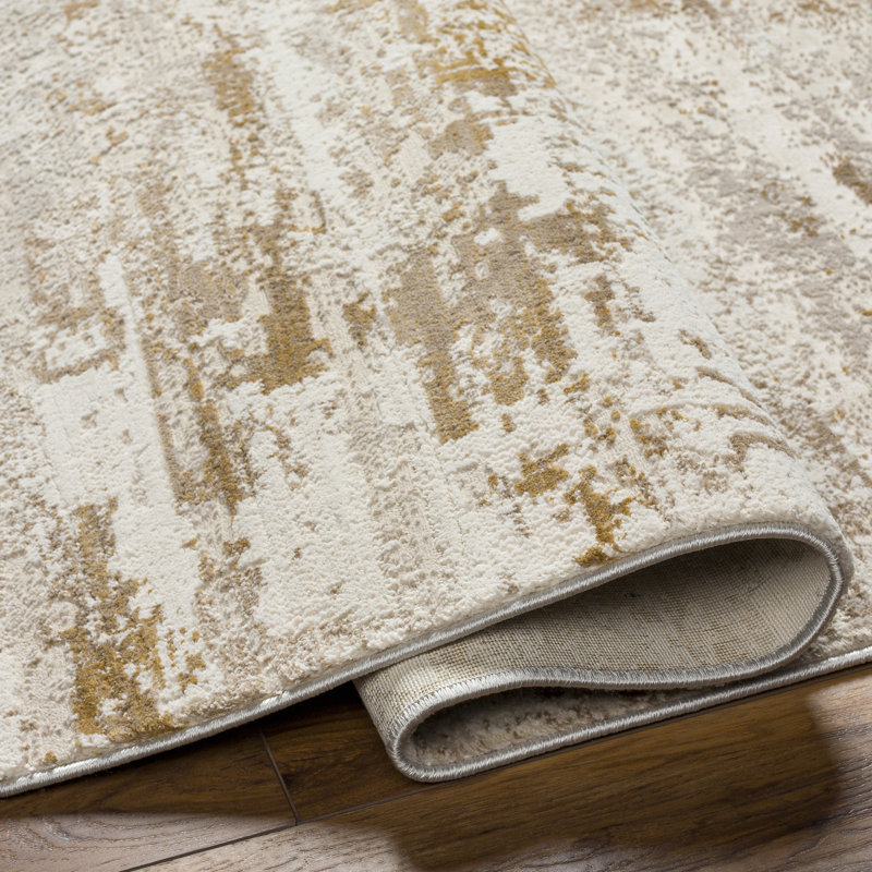 Rectangle Machine Woven Polyester Area Rug in Beige/Brown, Rectangle 9'2" x 12'