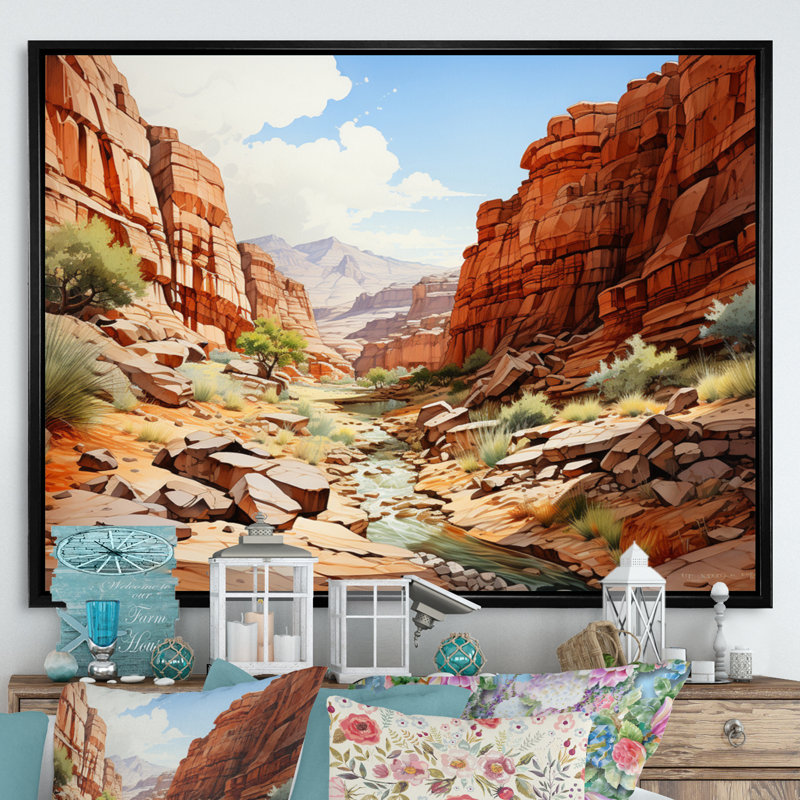 Canyon Symphony - Canyon, impression d'art mural, H 34 po x l 44 po x P 1,5 po, Cadre flottant noir