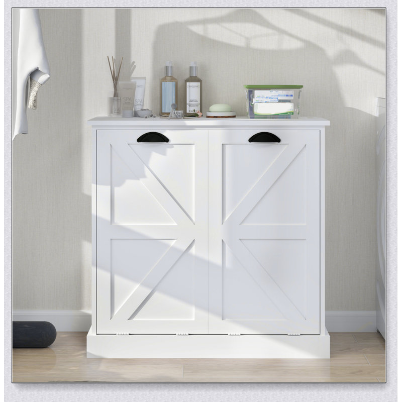 Armoire de trieur de linge à deux compartiments inclinable - blanc