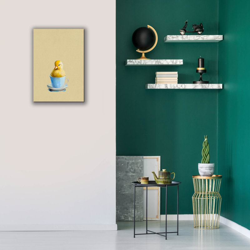 «Duckling In Blue Cup» par Svetlana Aleynikova, art mural sur toile, H 26 po x l 18 po