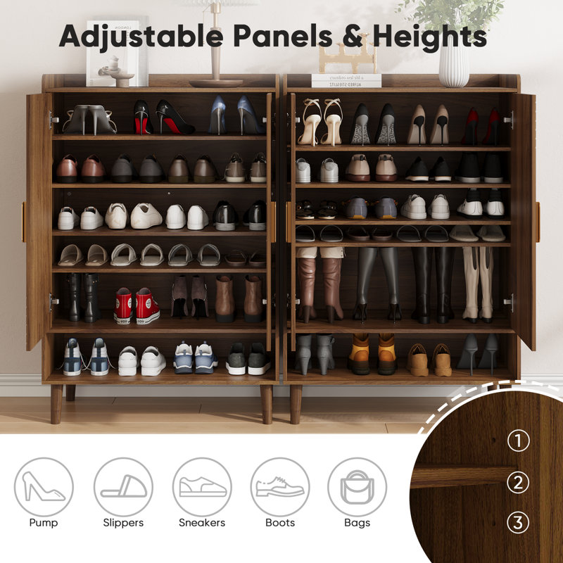 24 Pair Shoe Storage, Brown Wood