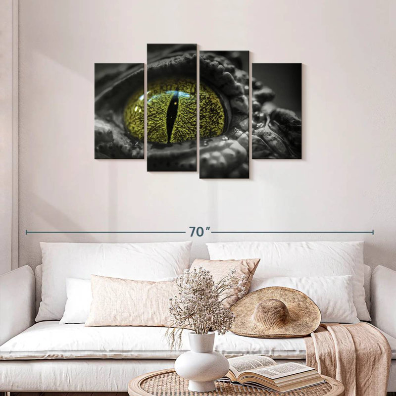 Crocodile aux yeux verts, H 27 po x l 43 po
