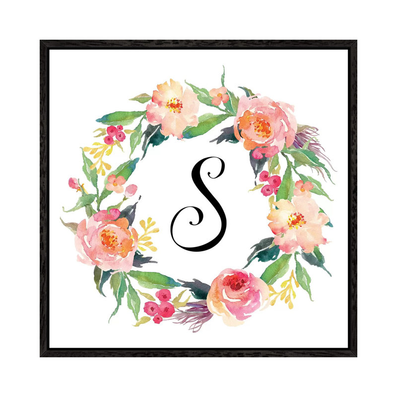 S (Initial) - Painting on Canvas, Black Framed, 66.04 cm H x 66.04 cm W