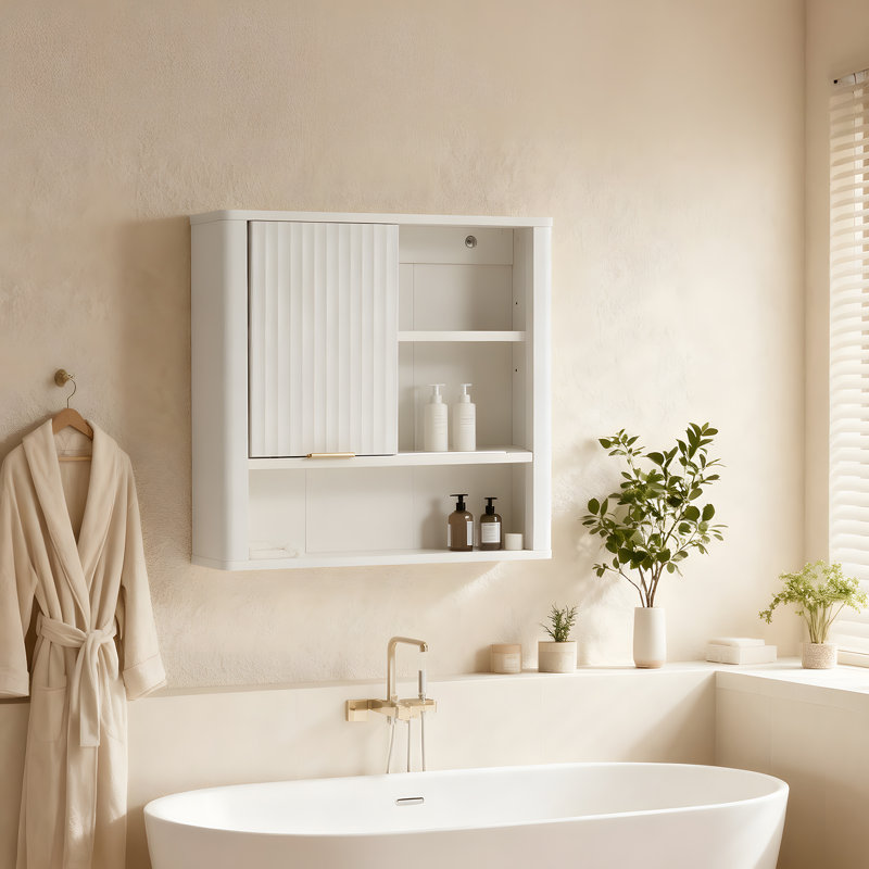 Wall Mounted Required Bathroom Cabinet, White