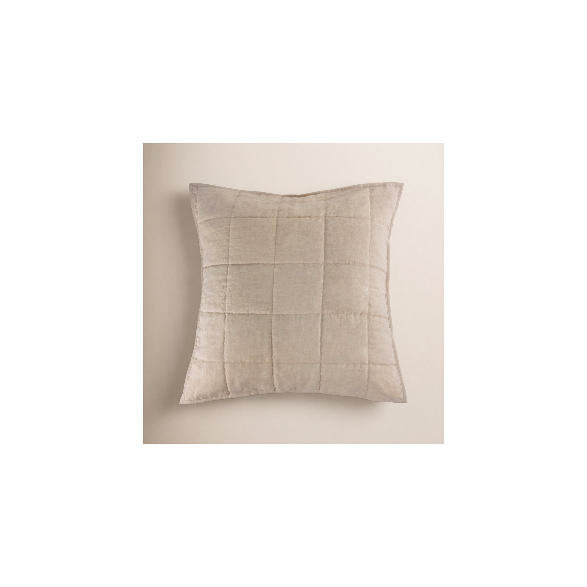 French Linen Box Stitch Quilted Euro Sham, Putty Heather