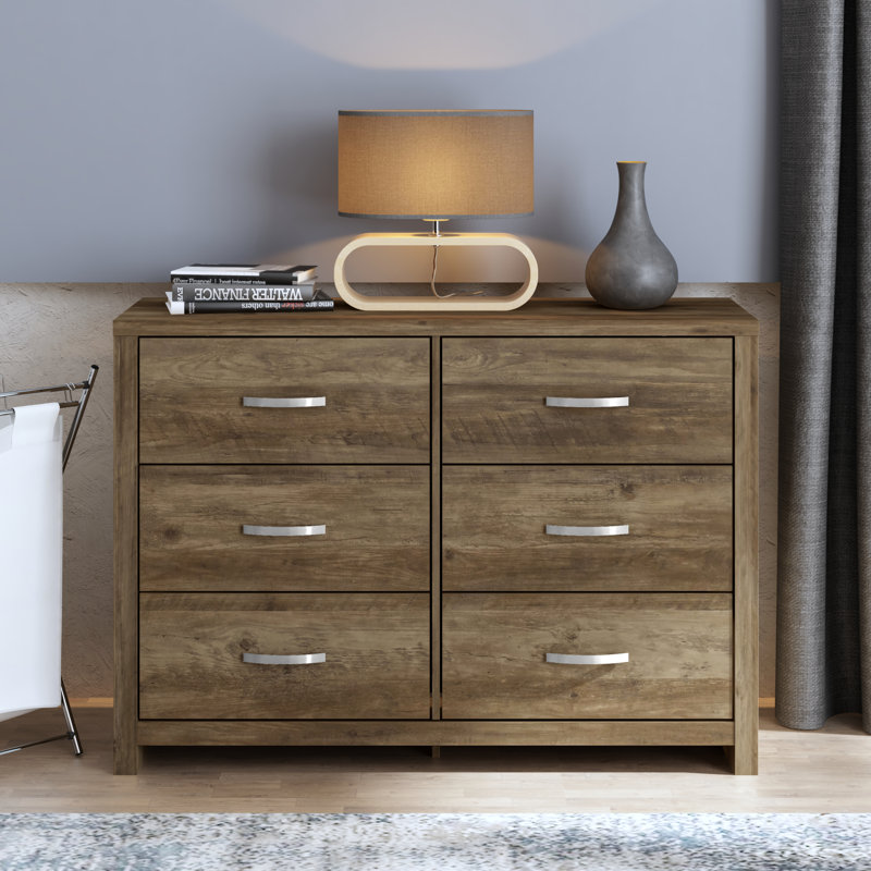 Aimaan 6 Drawer 45.4" W Dresser, Knotty Oak