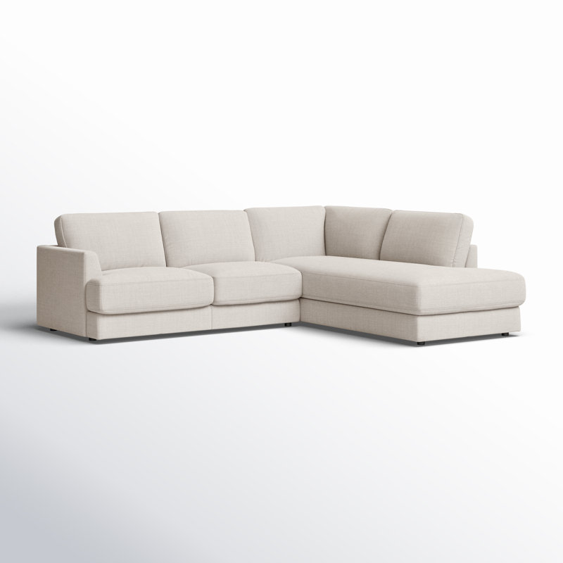 Arieya Upholstered L-Shaped Sectional, Gray 100% Linen, Right Hand Facing