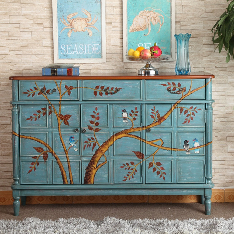 Banc de rangement bleu en bois manufacturé, H 39,37 po x l 59,06 po x P 13,39 po