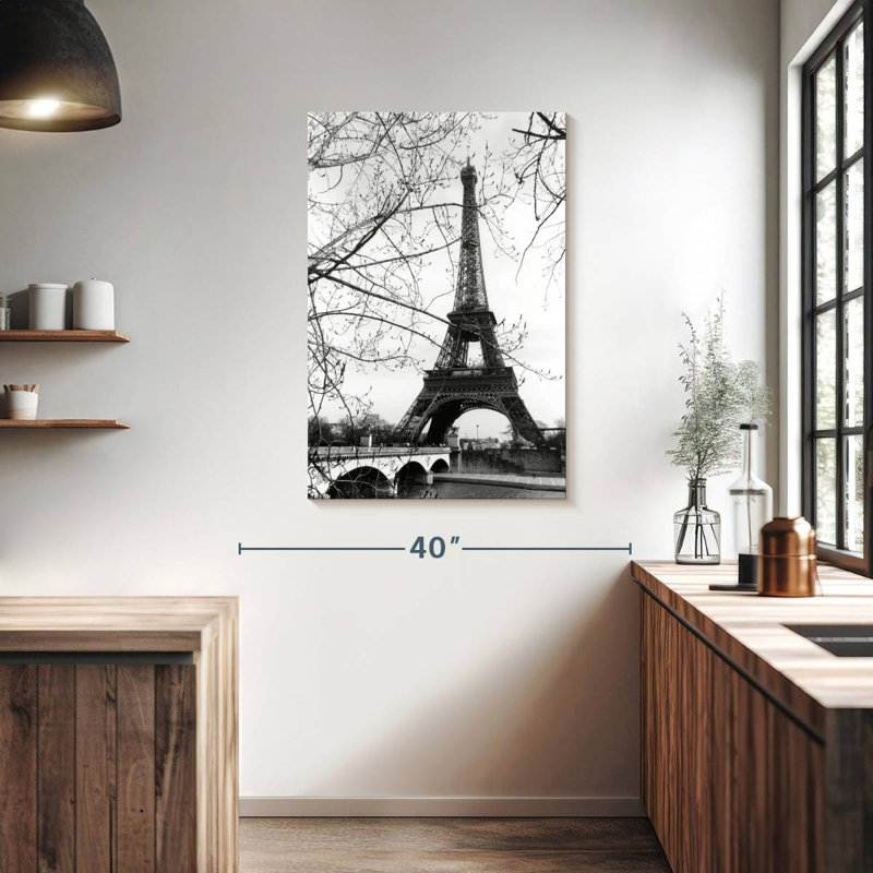 Eiffel Tower Along The Seine River, 39" H x 26" W