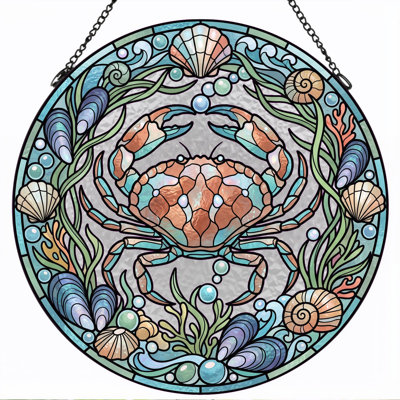 Panneau de vitrail en verre coloré, 7,8 heures