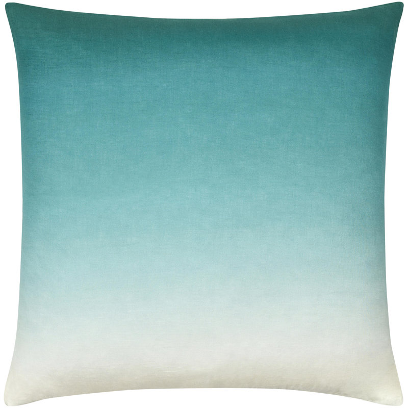 Deadra Ombre Linen Reversible Throw Pillow, Down, 18" x 18", Emerald