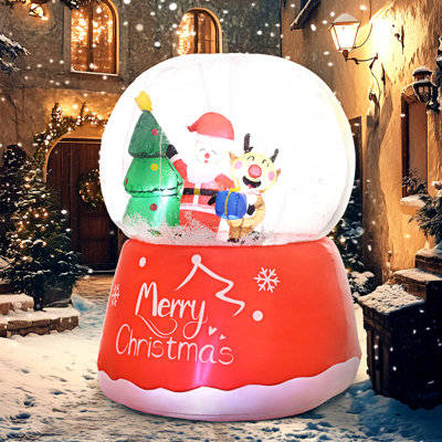 Boule de Noël en cristal gonflable de 5,5 pi avec père Noël, renne et arbre de Noël, grandes décorations de Noël gonflables, décorations de Noël avec lumières DEL pour l'intérieur et l'extérieur