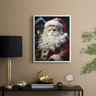 «Santa Paws II», reproduction encadrée - bois massif