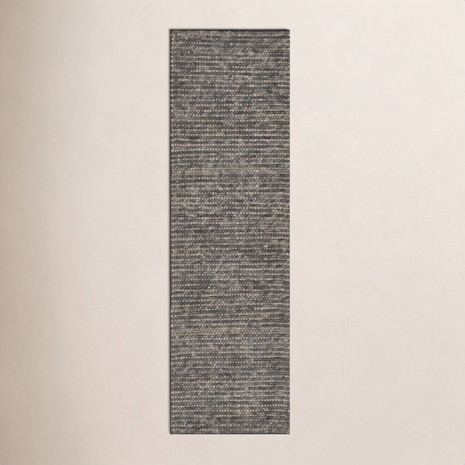 Asta Gray Hand-Woven Wool Rug, Runner 2'3" x 8'