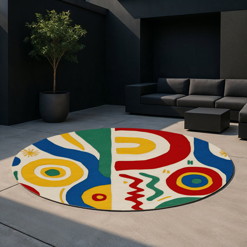 Funky Trail Indoor And Outdoor Area Rug, Round 5'