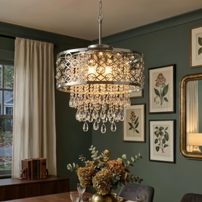 Jolie 5-Light Dimmable Metal Drum Chandelier with Crystal Accents 