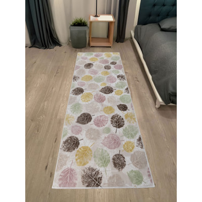 Custom Size Runner Rug Area Rug Cava Multicolor Leaves Design