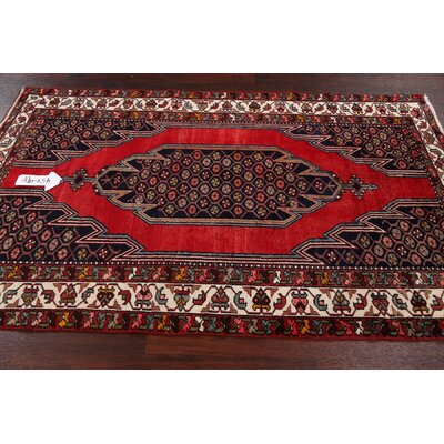 One-of-a-Kind Kennie Hand-Knotted 1970s 4'1"" x 6'8"" Wool Area Rug in Red/Beige -  Isabelline, 336F888205EF40C4B22F5331AA559AB9